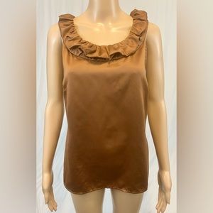 The Limited Brown Ruffle Top 
Size: Medium
Fabric: 100% Polyester